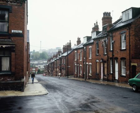 Rider Road, Hyde Park, Leeds. Typical of the back to back redbrick terraces that have featured in many period dramas.